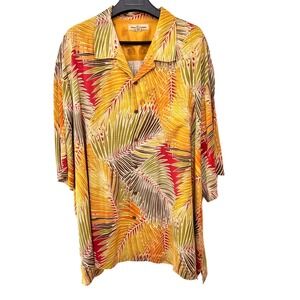 Tommy Bahama Mens 5XB 100% Silk Palm Leaf Print Button Up Hawaiian Shirt